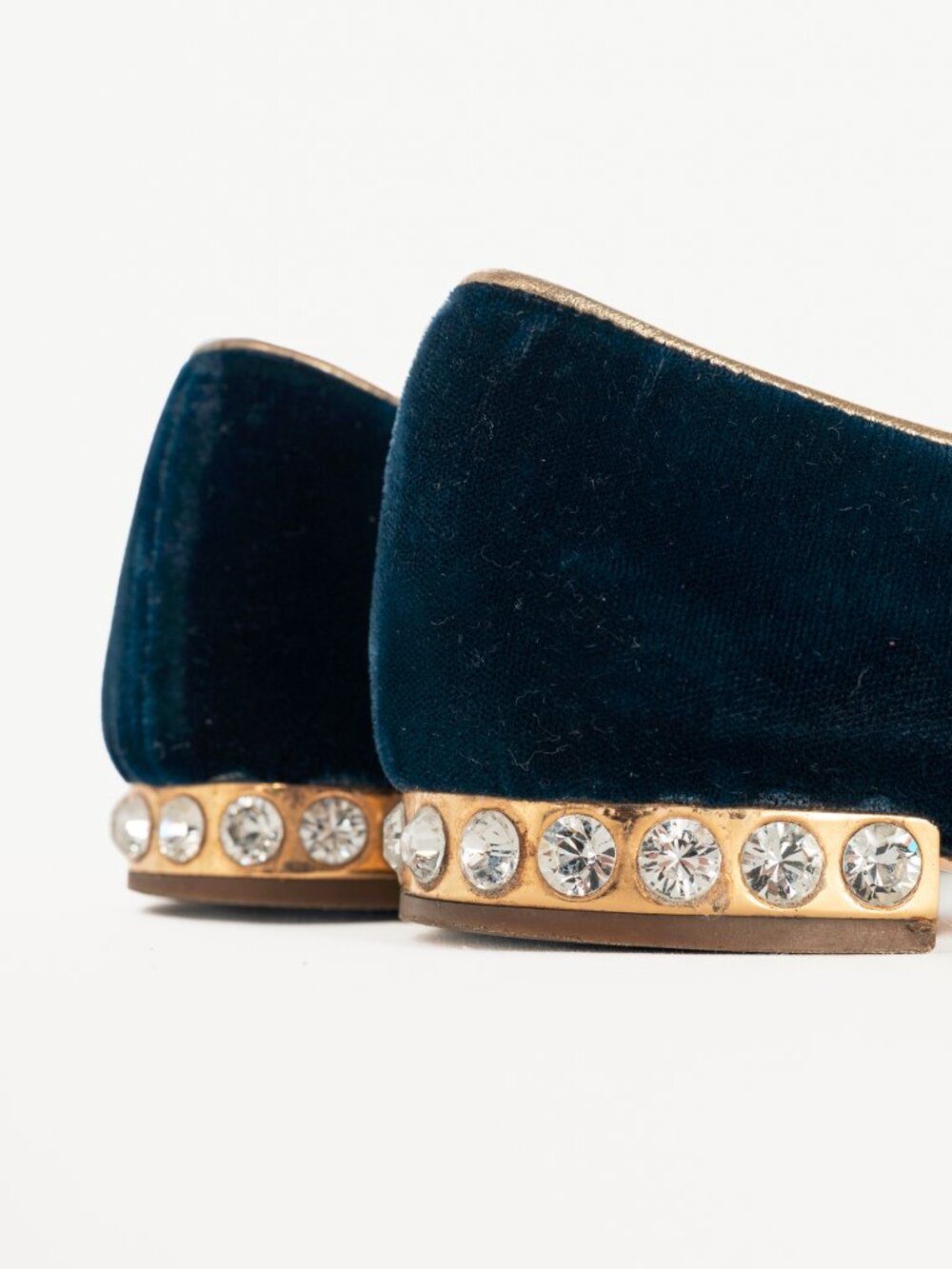 Miu Miu PF12 Blue Velvet Embroidered Crystal-Heel Loafers - Picture 9 of 9